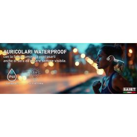 AURICOLARI SAIET STA01 A CONDUZIONE OSSEA AURICOLARI  IMPERMEABILI IP68 CON MEMORIA 32GB BLUETOOTH 5.3 E LETTORE MP3 INTEGRATO